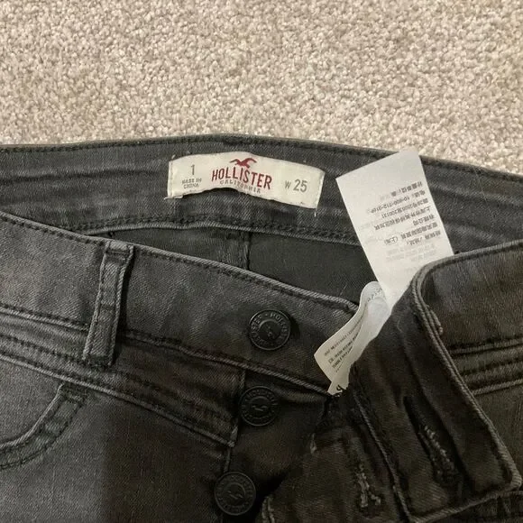Hollister black super skinny jeans, low rise three button size 1/w 25 - Picture 3 of 8